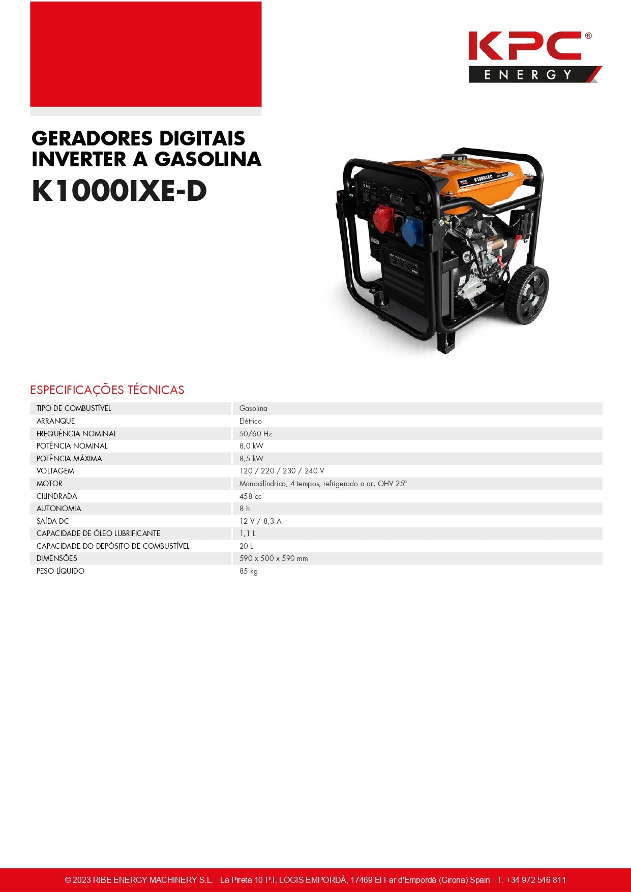 Gerador Inverter Ribe K1000IXE-D
