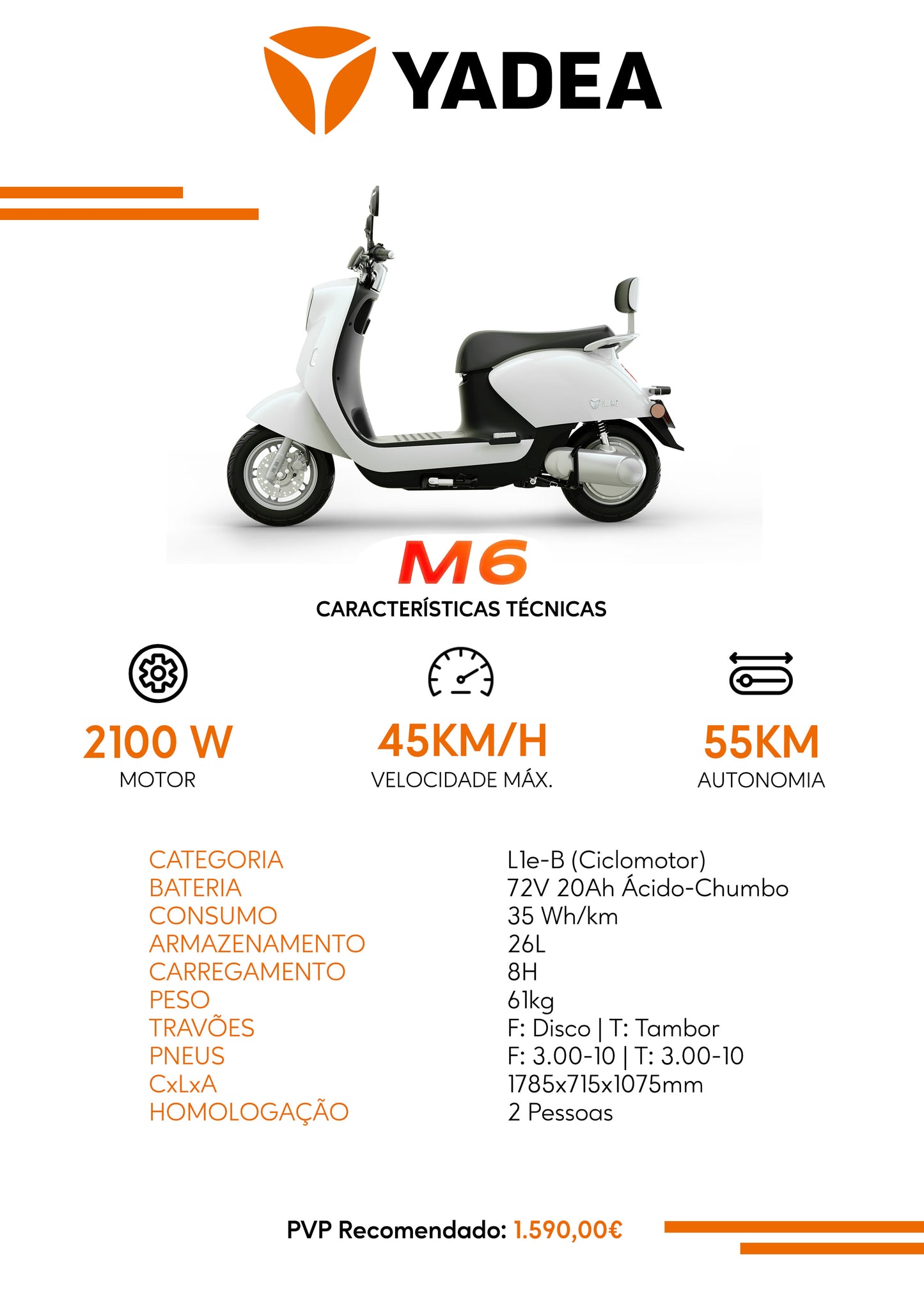 Scooter Elétrica YADEA M6