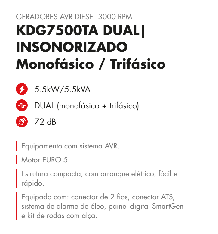 Gerador Ribe KDG7500TA DUAL| INSONORIZADO Monofásico / Trifásico