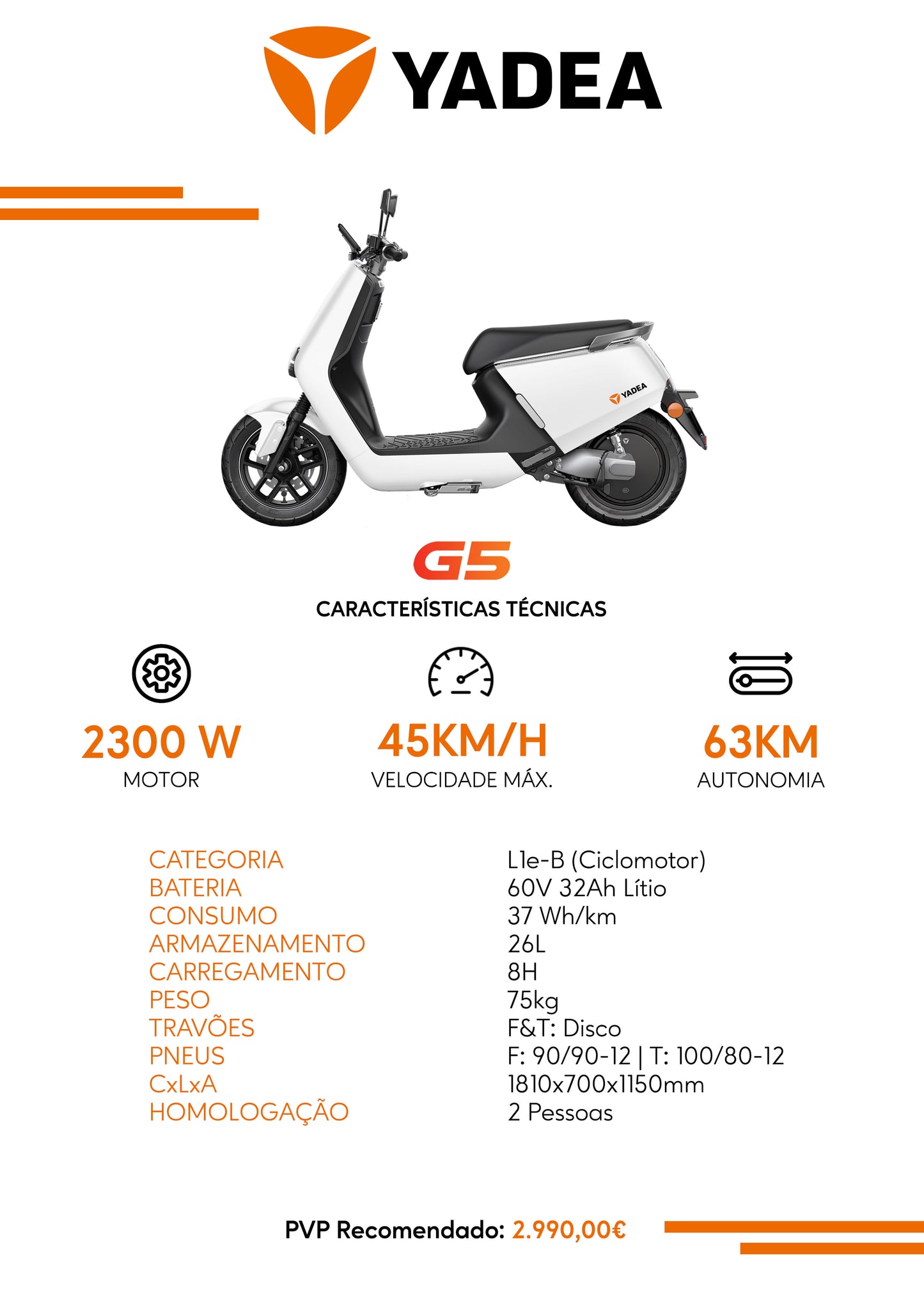 Scooter Elétrica YADEA G5