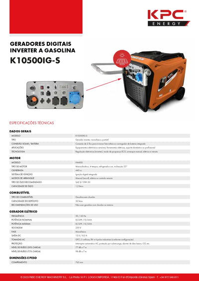 Gerador Inverter Ribe K10500IG-S