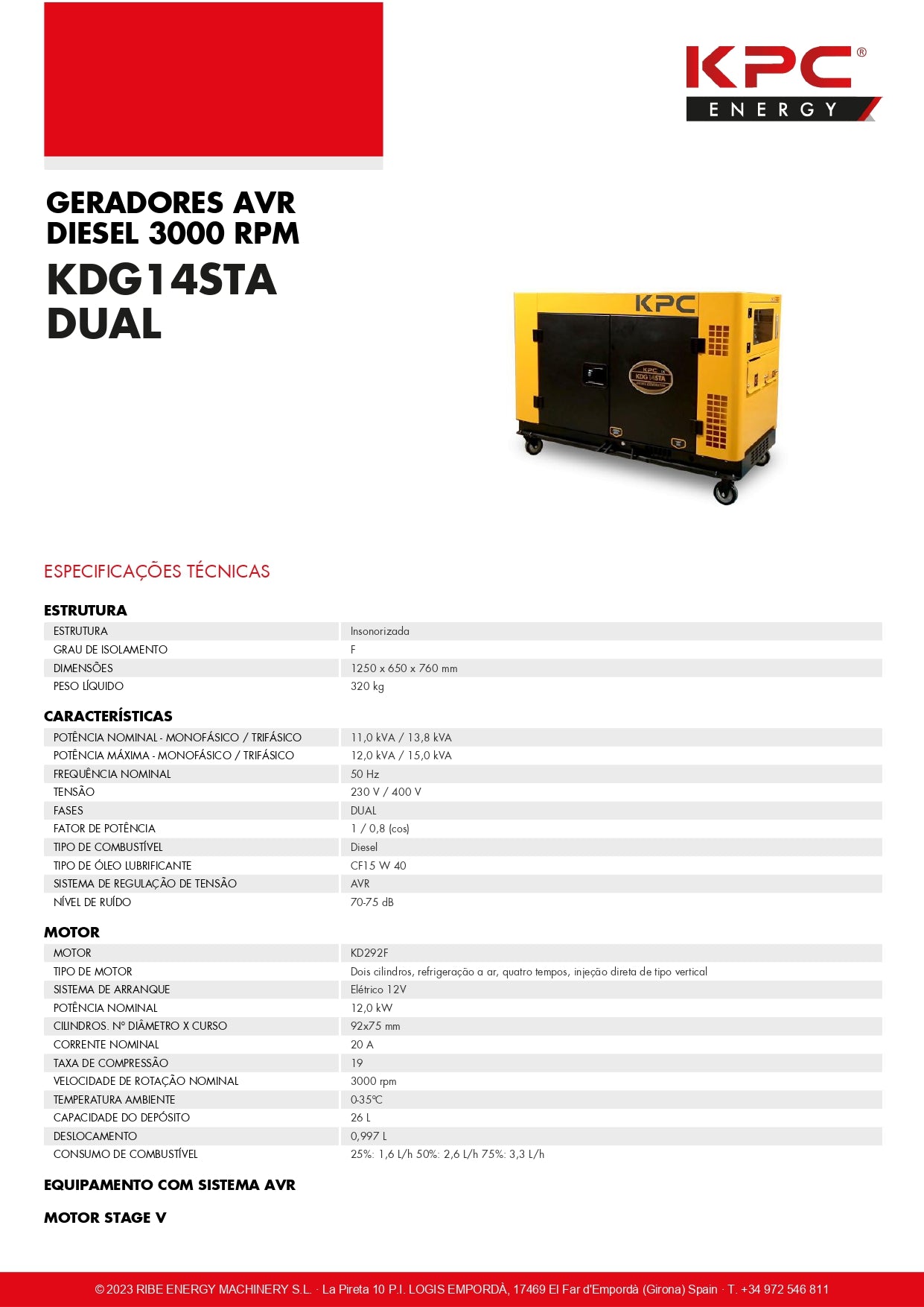 Gerador Ribe KDG14STA DUAL | INSONORIZADO