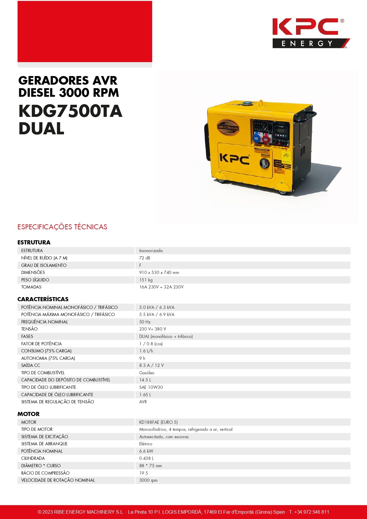 Gerador Ribe KDG7500TA DUAL| INSONORIZADO Monofásico / Trifásico