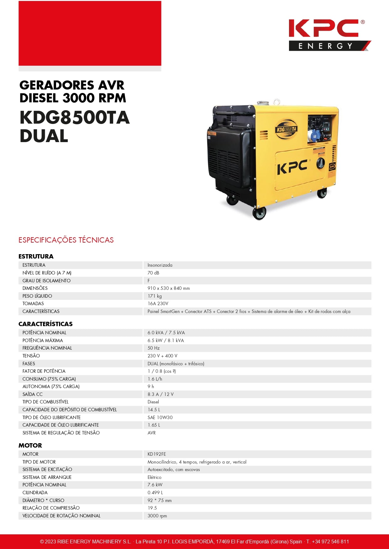 Gerador Ribe KDG8500TA DUAL | INSONORIZADO Monofásico / Trifásico