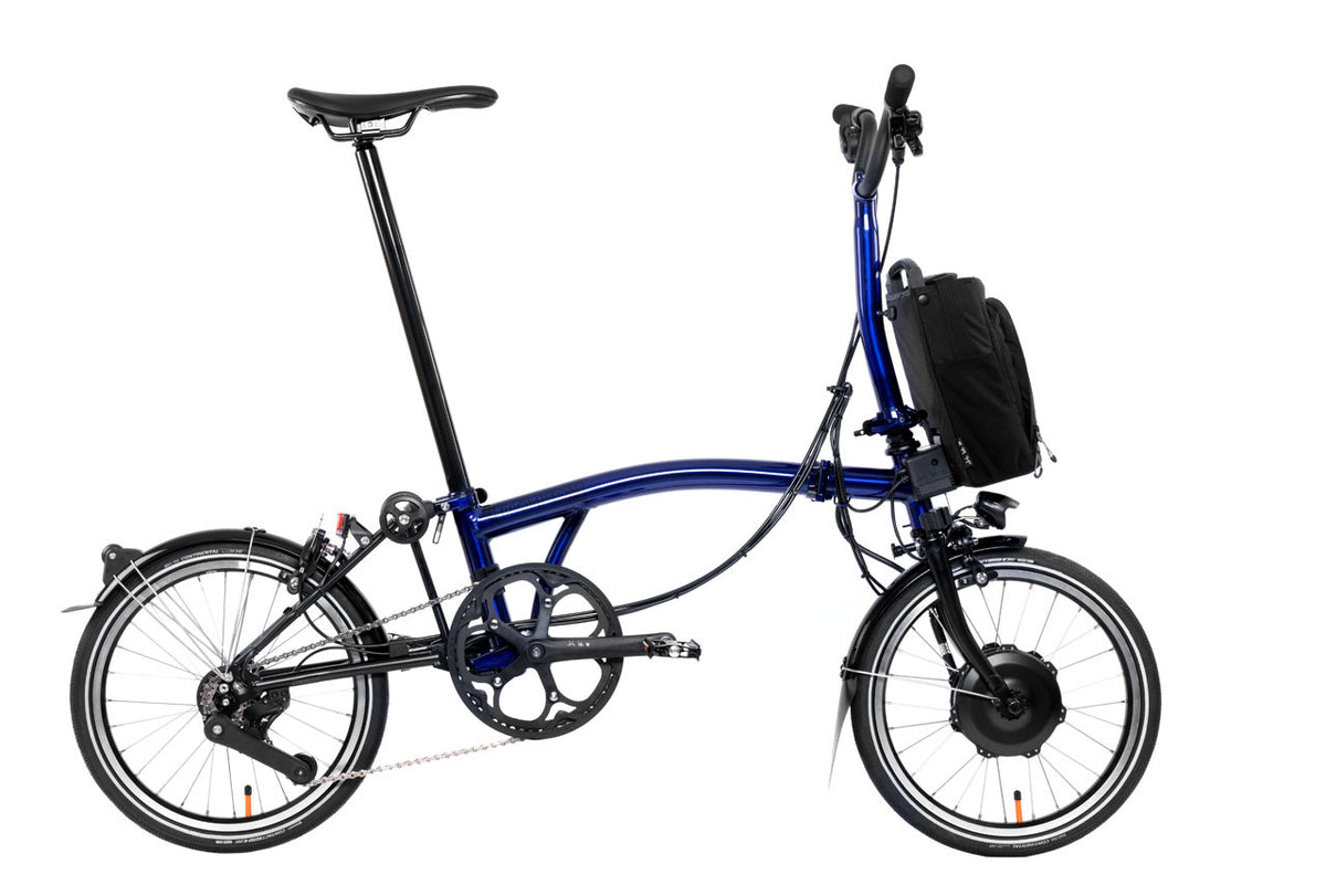 Bicicleta Elétrica Dobrável Brompton Electric P Line Blue Bolt Lacquer