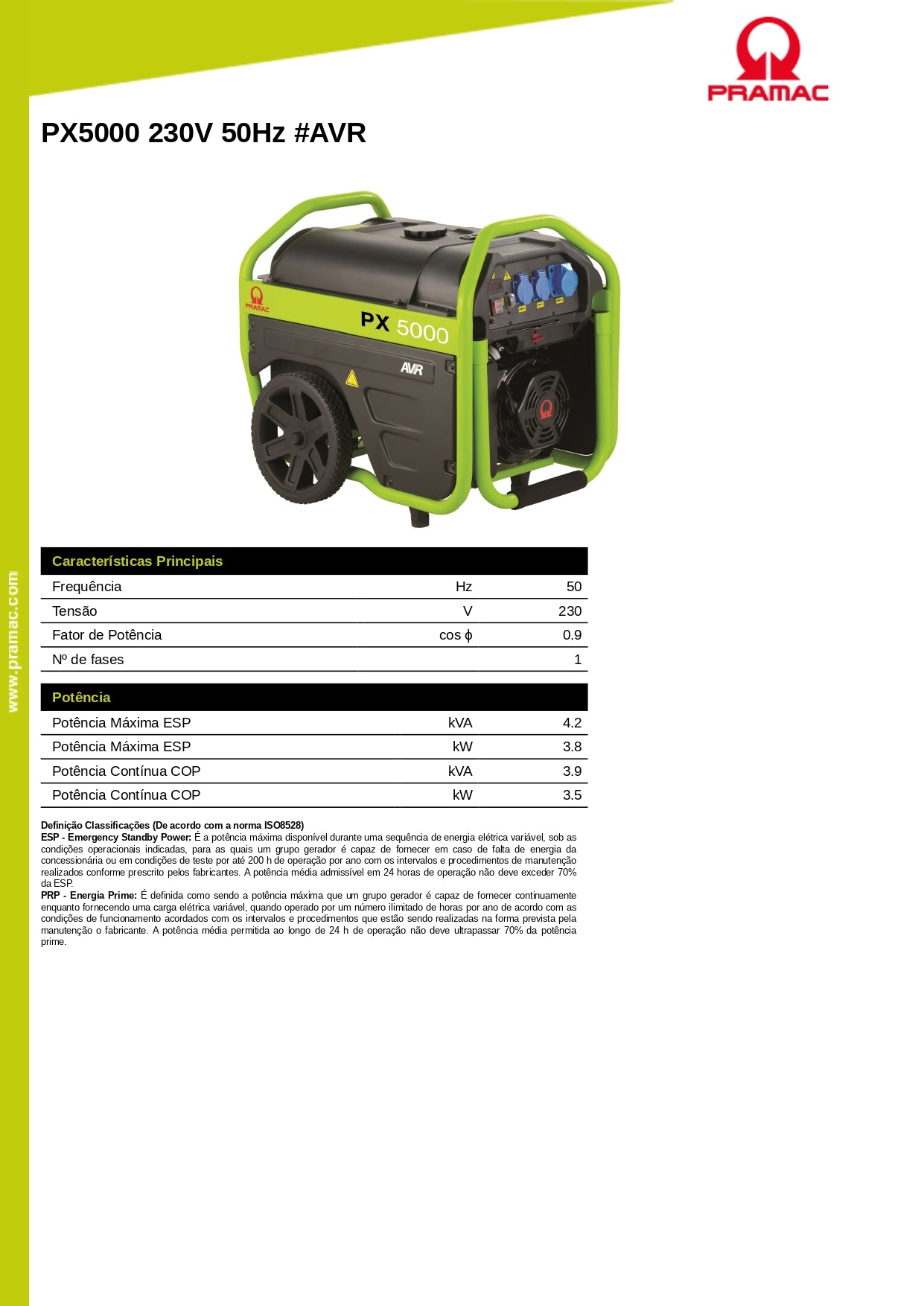 Gerador Gasolina PRAMAC PX5000 3800W