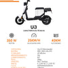 Scooter Elétrica YADEA U3 (Velocípede S/ Carta)