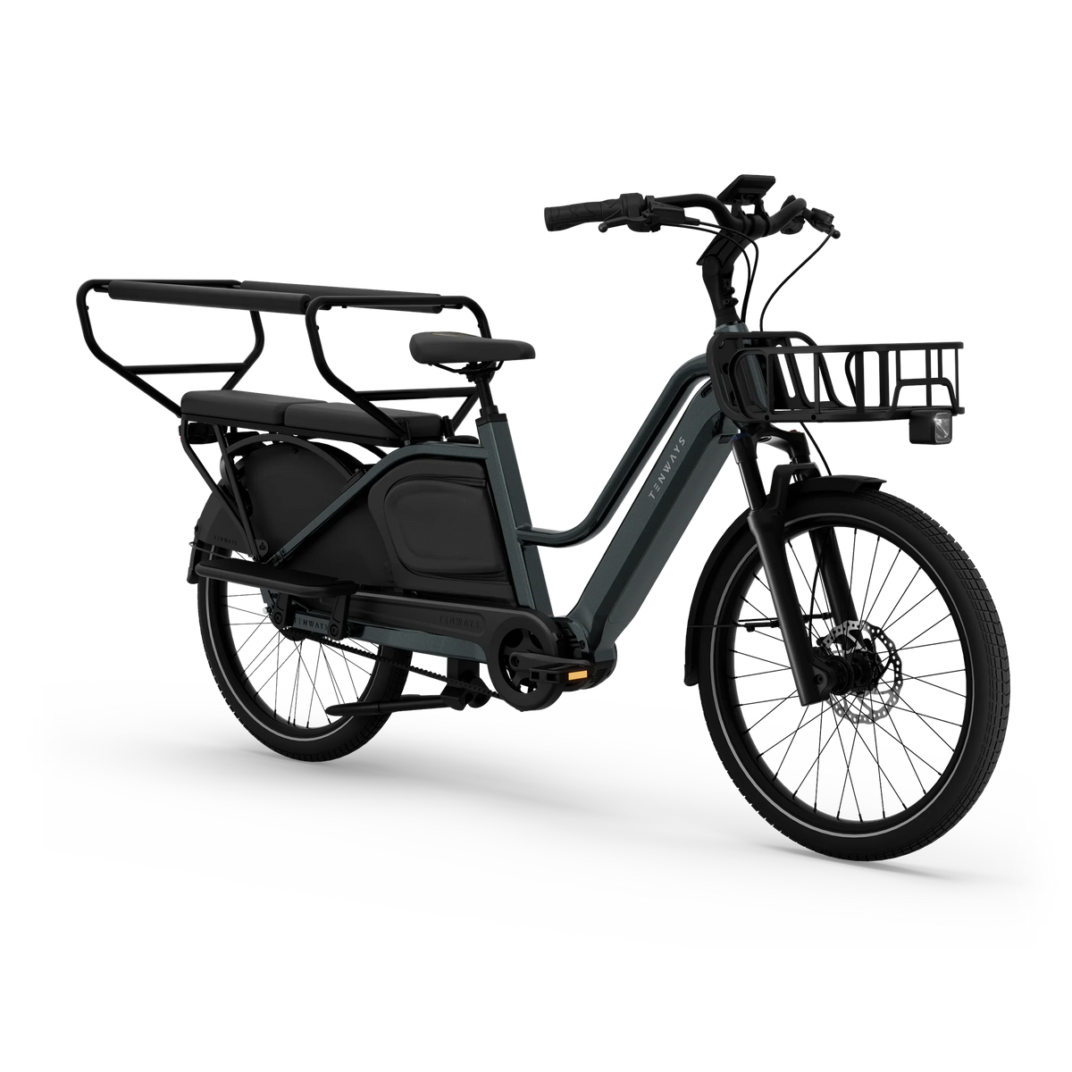 Bicicleta Elétrica de Carga TENWAYS Longtail Duo – Galaxy Grey – foto 2