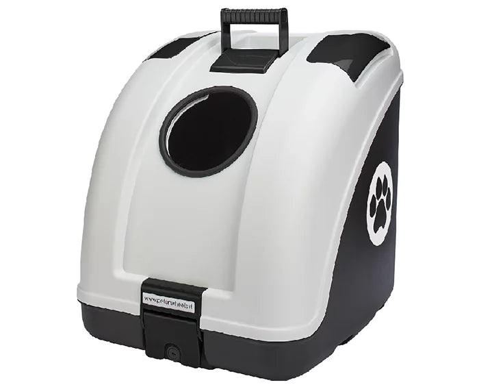 Transportador para Animais POW Pet on Wheels Base Preta / Topo Branco / Pegas Pretas