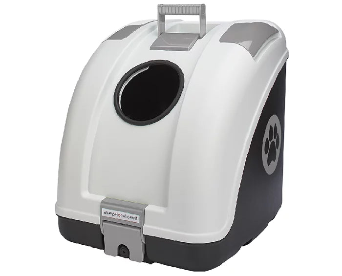 Transportador para Animais POW Pet on Wheels Base Preta / Topo Branco / Pegas Cinzentas