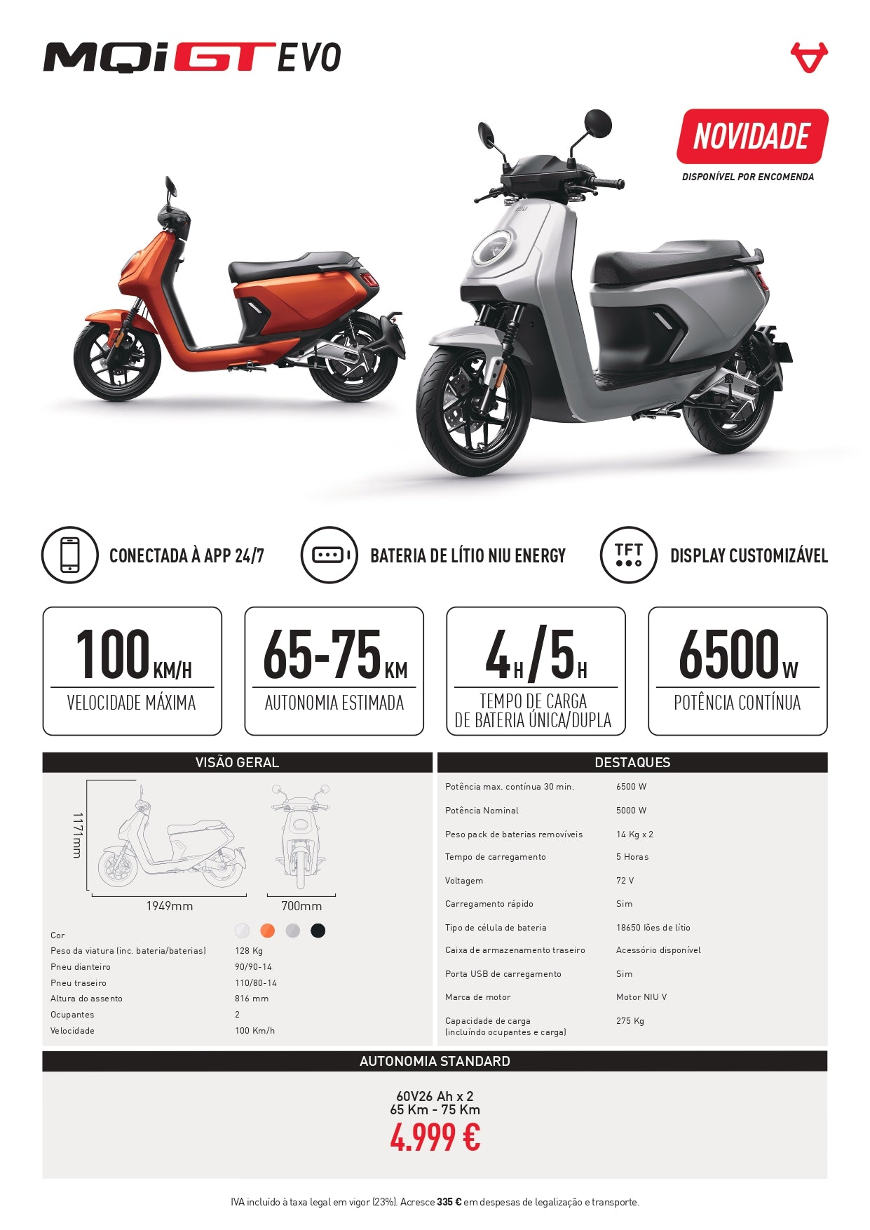 Scooter Elétrica NIU MQi GT EVO