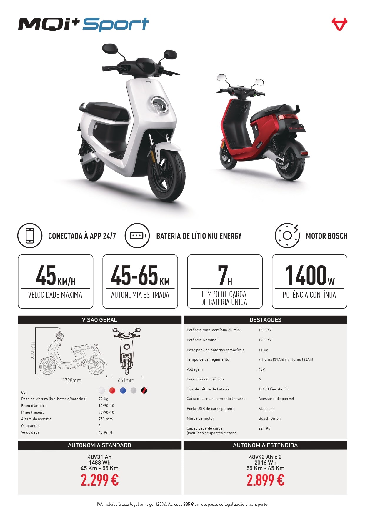 Scooter Elétrica NIU MQi Sport